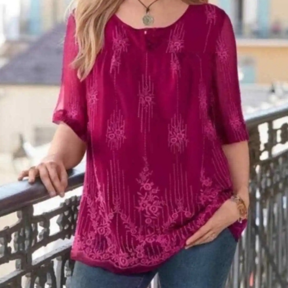Sundance Cora Cupro Embroidered Tunic Top